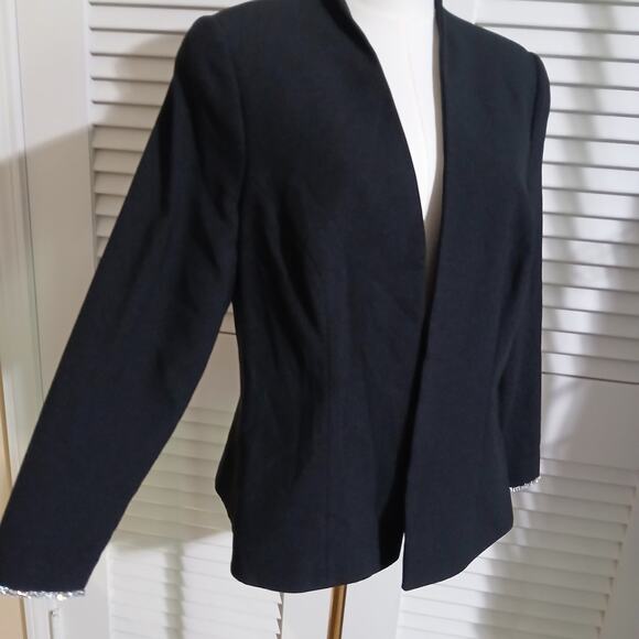 Vintage Junnie Leigh SZ12 Open Blazer Black With Rhinestone-Cuff Detail USA Made - Picture 5 of 14